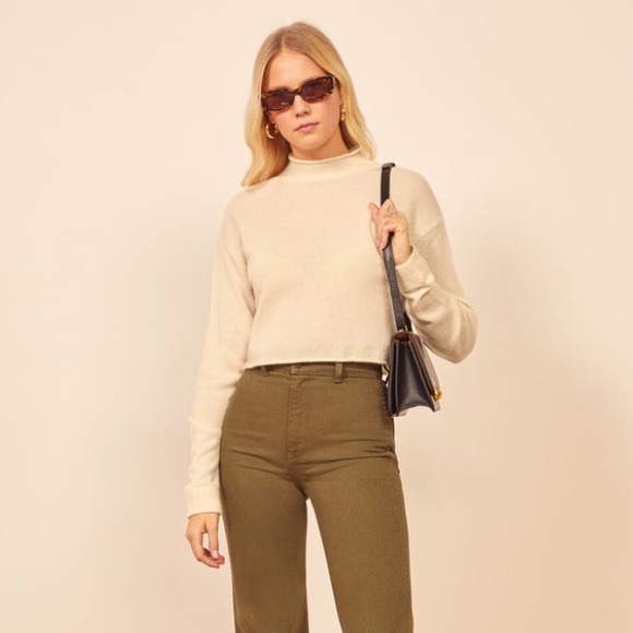 REFORMATION Cashmere Crop Turtleneck - Picture 1 of 5
